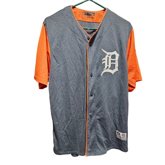 Detroit Tigers MLB Baseball Jersey Majestic Athletic Medium Gray Orange - Picture 1 of 3